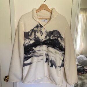 Cream, Navy & Black Bear Mountain Quarter Zip Fleece Pullover- Old Navy Viral-MD